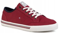Buty sportowe męskie - Sportowe tenisówki letnie Tommy Hilfiger bordowe - miniaturka - grafika 1