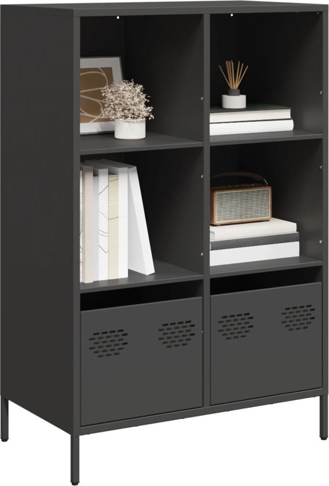 vidaXL Szafka, czarna, 68x39x103,5 cm, stal