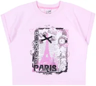 Moda i Uroda OUTLET - Różowa koszulka z krótkim rękawem paris - miniaturka - grafika 1