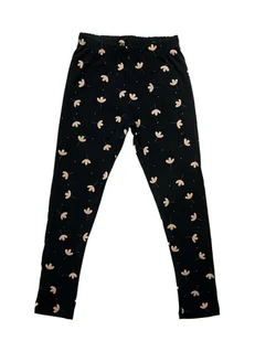 Dziewczęce legginsy z nadrukiem kwiatków czarne Tup Tup - Legginsy - miniaturka - grafika 1