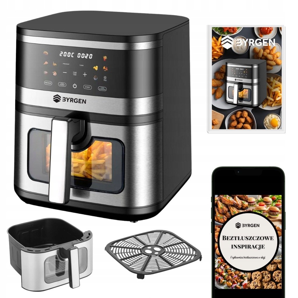 Frytkownica beztłuszczowa XXL Frytownica 8L Air Fryer Byrgen 2200 suszarka
