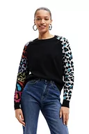 Swetry damskie - Desigual Women's Black JERS_AYLA 2000 sweter damski, XL - miniaturka - grafika 1