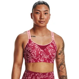 Biustonosz treningowy UNDER ARMOUR UA Infinity High Print Bra - czerwony - Bielizna sportowa damska - miniaturka - grafika 1