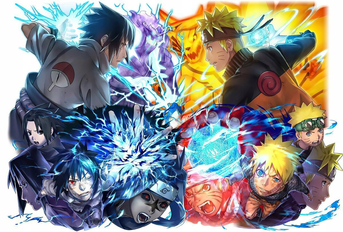PUZZLE Naruto Uzumaki Sasuke Uchiha A3 252 el z Nadrukiem + IMIĘ Pudełko