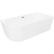 Wanny - Mexen Silo wanna wolnostojąca narożna prawa ryflowana 170 x 80 cm, biała, przelew złoty - 52891708000P-50 - miniaturka - grafika 1