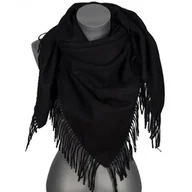 Apaszki i szaliki damskie - Chusta damska bawełniana jednokolorowa na prezent z frędzlami FGC-20 czarny - miniaturka - grafika 1