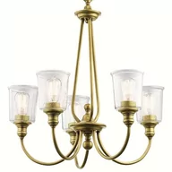 Lampy sufitowe - Kichler Wisząca LAMPA retro KL-WAVERLY5-NBR Elstead szklana OPRAWA żyrandol na łańcuchu ZWIS vintage mosiądz przezroczysty KL-WAVERLY5-NBR - miniaturka - grafika 1