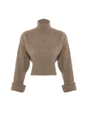 Swetry damskie - trendyol Golf w kolorze szarobrązowym - miniaturka - grafika 1