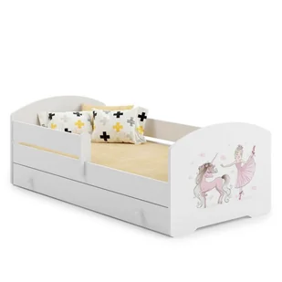 Łóżko dziecięce LUK z szufladą i barierką 160x80 Dziewczynka z jednorożcem - Łóżka dla dzieci i młodzieży - miniaturka - grafika 1