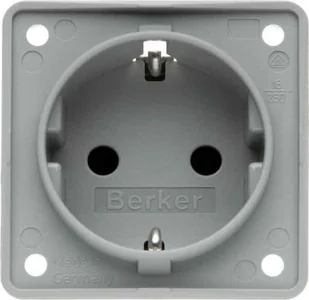 Hager Polo Integro Flow Gniazdo SCHUKO z przesłonami styków szary mat 947792506 947792506 - Gniazdka elektryczne - miniaturka - grafika 1