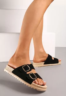 Czarne Klapki z Metalowymi Klamrami i Regulowanymi Paskami Gadlerial - Klapki i japonki damskie - miniaturka - grafika 1