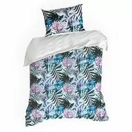 Pościel - Eurofirany Pościel z mikrofibry 140x200 Malibu turkusowa wrzosowa liście D91 A - miniaturka - grafika 1