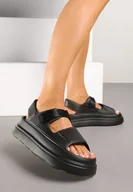 Sandały damskie - Czarne Sandały na Platformie w Sportowym Stylu Lisilia - miniaturka - grafika 1