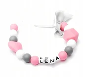 Akcesoria do smoczków - Silikonowa zawieszka z imieniem LENA MIKOŁAJ niej - miniaturka - grafika 1