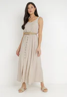 Sukienki - Jasnobeżowa Sukienka Cherinoe - miniaturka - grafika 1