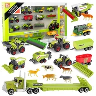 Samochody i pojazdy dla dzieci - Zestaw Rolniczych Pojazdów z Figurkami Zwierząt dla Małych Farmerów Kombajn Traktor - miniaturka - grafika 1