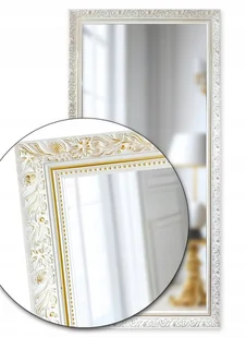 Ekskluzywne lustro w STYLOWEJ biało złotej ramie drewnianej 150x50 E2 - Lustra - miniaturka - grafika 1