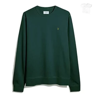 Farah - Bluza męska, bawełna organiczna Tim, bluza z okrągłym dekoltem, Petrol Blue Marl, S, Benzyna niebieski Marl, S - Bluzy męskie - miniaturka - grafika 1