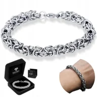 Bransolety męskie - Gruba Bransoletka Srebrna Męska Królewski Prezent Dla Mężczyzny + Gratis - miniaturka - grafika 1