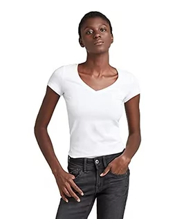 Koszulki i topy damskie - G-STAR RAW, Damska koszulka z krótkim rękawem z dekoltem w serek, Biały (biały 3310-110), XXS - grafika 1