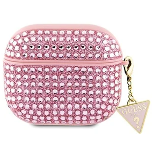Oryginalne Etui APPLE AIRPODS 3 Guess Hardcase Rhinestone Triangle (GUA3HDGTPP) różowe - Akcesoria do słuchawek - miniaturka - grafika 1
