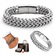 Bransolety męskie - Elegancka BRANSOLETKA Męska Srebrna TYTANOWA Najwyższa Jakość PEŁNA PREMIUM - miniaturka - grafika 1