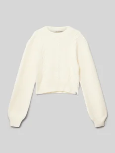 Sweter z dzianiny z prążkowanymi wykończeniami - Swetry dla dziewczynek - miniaturka - grafika 1