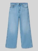 Spodnie i spodenki dla dziewczynek - Jeansy z szeroką nogawką z czystej bawełny - miniaturka - grafika 1