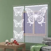 Firany - Firanka panel żakardowy frędzle Motyl 50x165 cm biały - miniaturka - grafika 1