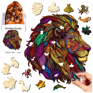 Duże Puzzle Drewniane Lew 133 Elementów Układanka A4 Dla Dzieci Edukacyjne - Puzzle - miniaturka - grafika 1