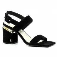 Sandały damskie - Czarne sandały na obcasie CARINII - Carinii - miniaturka - grafika 1