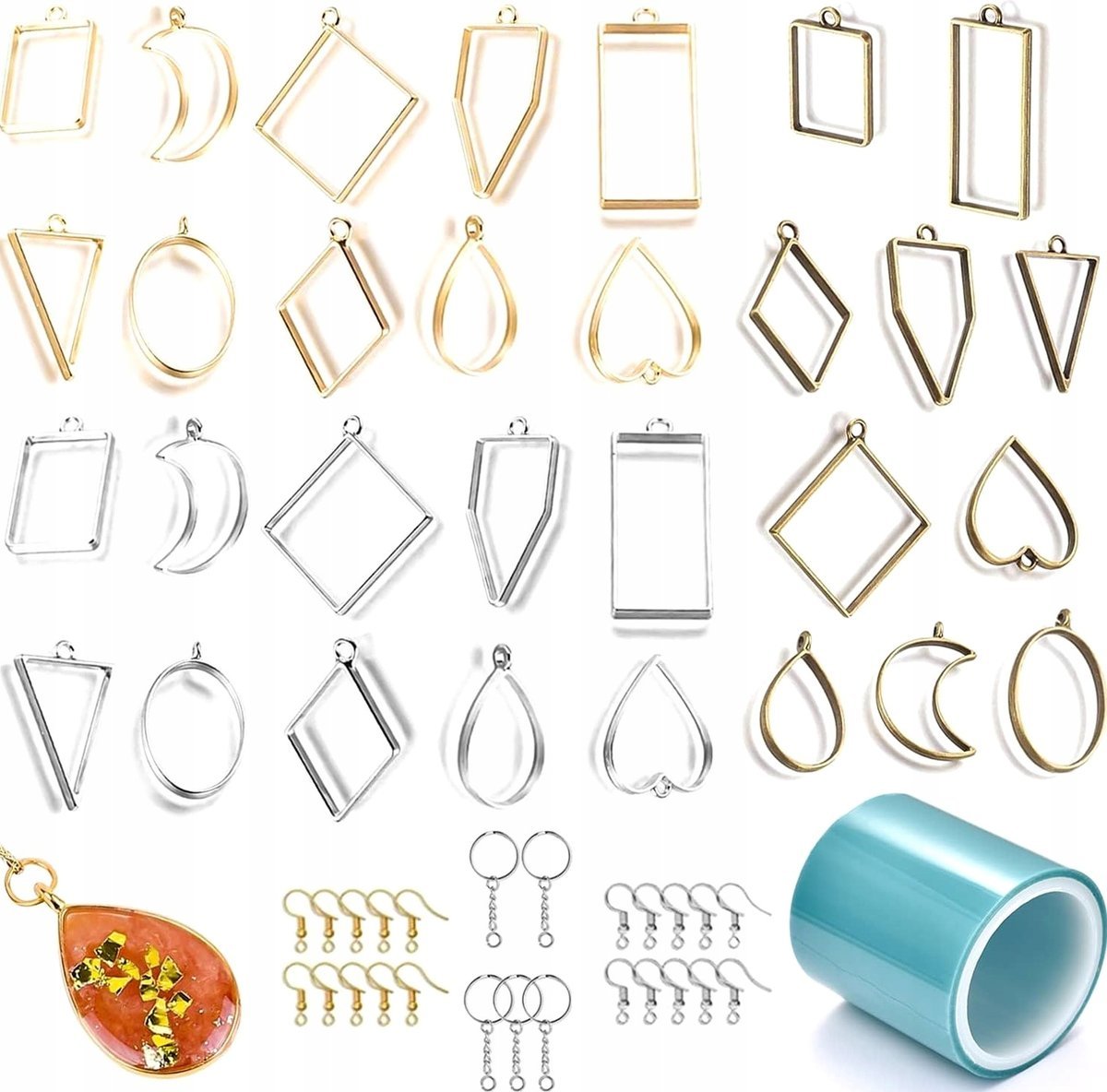WISIOREK 55 SZTUK METALOWY DO BIŻUTERII ŻYWICY DIY RÓŻNE KSZTAŁTY FORMY