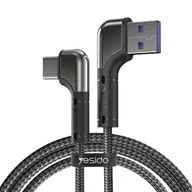 Kable USB - Yesido Nylonowy Kabel kątowy Game Cable USB-A / USB-C, 18W 2A, 2 m, czarny - miniaturka - grafika 1