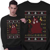 Swetry męskie - Świąteczna Bluza Prezent na Święta Pew Pew Kot Świąteczny Sweter z Kotem - miniaturka - grafika 1