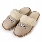 Buciki dla niemowląt - Kapcie domowe ocieplane szare i beżowe rozmiar 36-41 - miniaturka - grafika 1