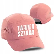 Czapki i chusty sportowe męskie - Czapka do Biegania Przewiew TWARDA SZTUKA Róż Wz - miniaturka - grafika 1
