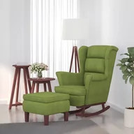 Fotele - Lumarko Fotel bujany na drewnianych nogach, z podnóżkiem, jasnozielony! - miniaturka - grafika 1