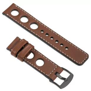 moVear uBand R1 18mm Skórzany pasek do zegarka / smartwatcha | Brązowy ze srebrnym przeszyciem, rozmiar M/L - Akcesoria do smartwatchy - miniaturka - grafika 1