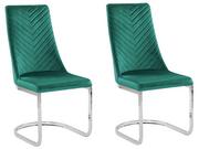 Krzesła - Beliani Zestaw 2 krzeseł do jadalni welurowy zielony ALTOONA - miniaturka - grafika 1