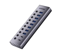 Huby USB - Unitek H1315B01-EU 10w1 5Gbps 8x USB A 2x USB C Srebrny - miniaturka - grafika 1