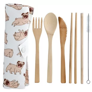 Bambusowe sztućce w etui, Mops - Dekoracje domu - miniaturka - grafika 1