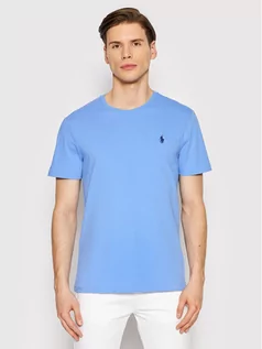Koszulki męskie - Ralph Lauren Polo T-Shirt 710671438230 Niebieski Custom Slim Fit - grafika 1
