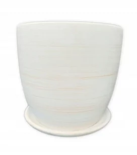 Doniczka ceramiczna z podstawką biała 13 cm - Donice - miniaturka - grafika 1