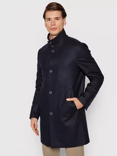 Płaszcze męskie - Oscar Jacobson Płaszcz wełniany Storviker Coat 7154 5464 Granatowy Regular Fit - grafika 1