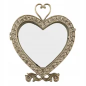 Świeczniki - ŚWIECZNIK W KSZTAŁCIE SERCA retro vintage STARE ZŁOTO do salonu wys. 31cm - miniaturka - grafika 1