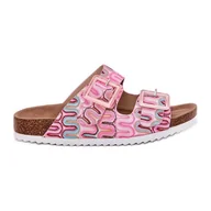 Klapki i japonki damskie - Klapki Damskie Z Klamrami I Brokatem S.Barski RB51-006 Różowe - miniaturka - grafika 1