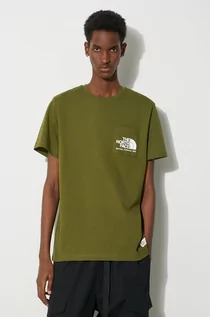 Koszulki męskie - The North Face t-shirt bawełniany M Berkeley California Pocket S/S Tee męski kolor zielony z nadrukiem NF0A87U2PIB1 - grafika 1