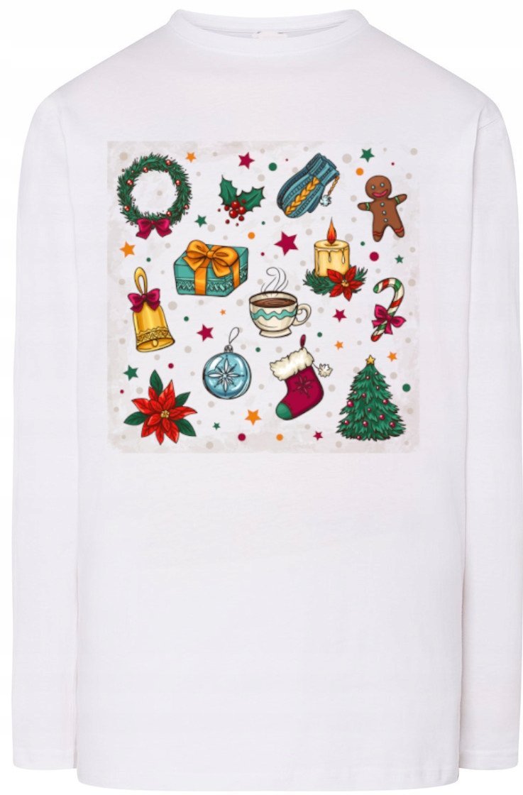 Longsleeve Męski Świąteczny Modny Nadruk Rozm.M