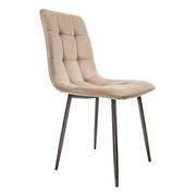 Krzesła - Krzesło welurowe glamour, 44x53x89 cm, beżowy - miniaturka - grafika 1