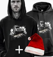 Bluzy męskie - Bluza z nadrukiem na święta - prezent Land Rover Defender offroad M + CZAPKA MIKOŁAJA W PREZENCIE - miniaturka - grafika 1